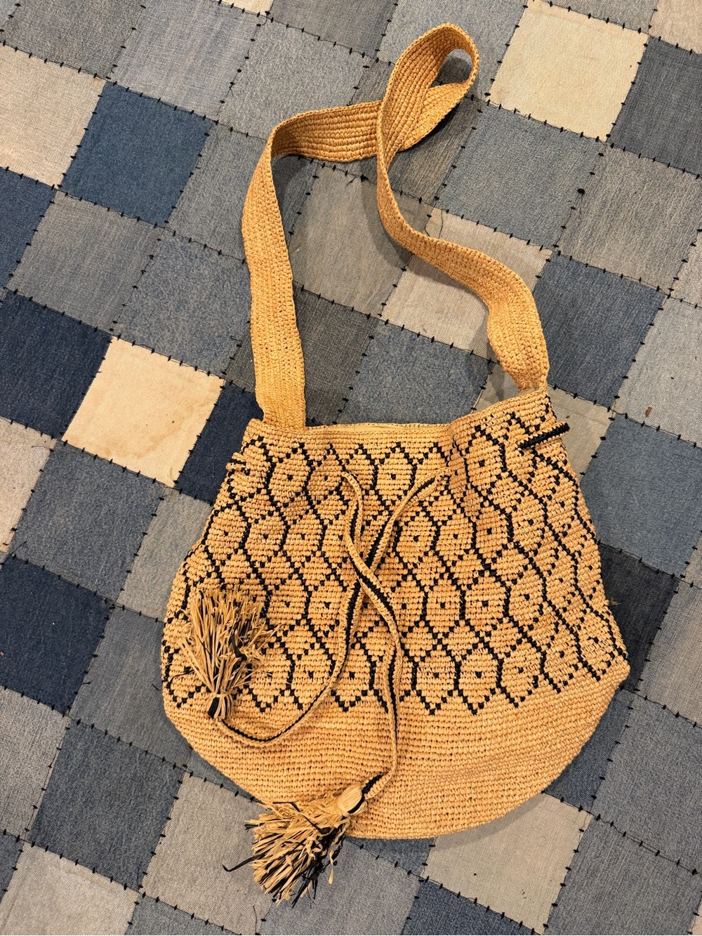 Subtle Luxury Drawstring Woven Beach Bag